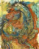 Pferd, 1962 by Hans Erni, tempera, sold Sep 2021