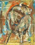 Stier, 1962 by Hans Erni, tempera, sold Sep 2021
