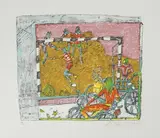 Fussballspiel by Alois Carigiet, 1976, color lithograph, sold Sep 2021