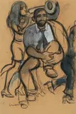 Sitzender Mann by Mario Comensoli, gouache, sold Sep 2021