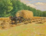Heuernte by Josef Klemens Kaufmann, 1926, pastel, offered Sep 2021