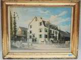 Blick auf einen Gasthof mit angrenzender Brauerei by Kanton Zürich, watercolor, sold Sep 2021