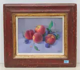 Pfirsiche mit Mirabellen by Willi Albrecht, oil, offered Sep 2021