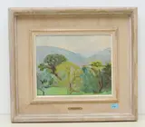 Baumbestandene Landschaft bei Roveredo by Regina Conti, oil, offered Sep 2021