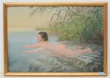 Ottilchen lernt schwimmen by Joseph Alois Wolfgang von Deschwanden, mixed media, sold Sep 2021