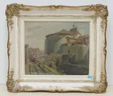 Zürich, Blick auf das Rennwegtor by Joseph Alois Wolfgang von Deschwanden, oil on paper, sold Sep 2021
