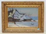 Aargauer Hochstudhaus im Winter, 1909 by Othmar Döbeli, oil on board, offered Sep 2021
