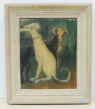Zwei sitzende Windhunde by Toni Gebert, oil on canvas, offered Sep 2021