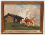 Chalet à la petite Scheidegg by Albert Lugardon, oil, offered Sep 2021
