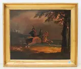 Zwei Reiter in nächtlicher Gewitterlandschaft by Johann Georg Schinz, oil on canvas, offered Sep 2021