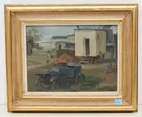 Zirkuswagen, 1931 by Hans Schoellhorn, oil on canvas, sold Sep 2021