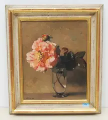 Rose in Glas, 1946 by Werner Weber, oil on canvas, sold Sep 2021