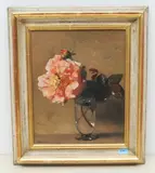 Rose in Glas, 1946 by Werner Weber, oil on canvas, sold Sep 2021