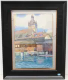 Kappelbrücke mit Rathaus, Luzern by Robert Elmiger, watercolor, sold Sep 2021