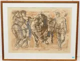 Ländliche Szene by Hans Erni, 1954, color lithograph, sold Sep 2021