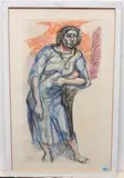 Anlehnende Frau by Thomas Ernst Gubler, pastel, offered Sep 2021