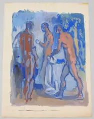 Drei männliche Akte by Thomas Ernst Gubler, gouache, sold Sep 2021
