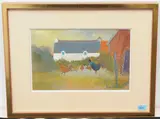 Hühner by Alphonse Lanoë, gouache, sold Sep 2021