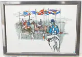 Auf der Rennbahn by Rudolf Mirer, 1990, color lithograph, sold Sep 2021