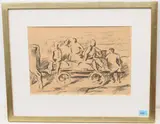 Erntearbeiter by Carl Roesch, 1942, charcoal, sold Sep 2021