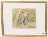 Mann mit Sichel by Carl Roesch, 1931, watercolor, offered Sep 2021