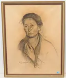Portrait einer Frau by Augusto Sartori, charcoal, offered Sep 2021