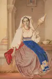 Junge Italienerin mit Spindel by Johannes Notz, watercolor, offered Jun 2021