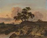 Landschaft mit Brücke by Jan Wijnants, oil on panel, sold Jun 2021