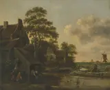 Waschtag by Claes Molenaer, oil on canvas, sold Jun 2021