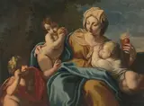 Allegorie der Caritas by Rom, Anfang 18.Jh., oil on canvas, sold Jun 2021