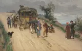 Diligence dans une montée by Pierre Outin, oil on canvas, offered Jun 2021