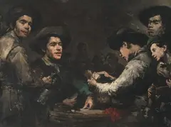 Cabaret normand by Augustin Théodule Ribot, 1875, oil on canvas, sold Jun 2021