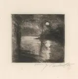 Walchensee im Mondschein by Lovis Corinth, 1920, etching, sold Jun 2021