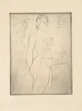 Weiblicher Akt mit Männerköpfen by Wilhelm Lehmbruck, 1912, etching, sold Jun 2021