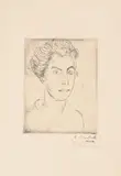 Frauenkopf IV (Frau F.) by Wilhelm Lehmbruck, 1912, etching, sold Jun 2021