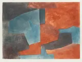 Composition grise, bleue et rouge by Serge Poliakoff, 1965, color aquatint, offered Jun 2021