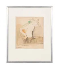 Untitled (Figure Smoking) by Carl Sprinchorn, watercolor and ink on paper, sold Feb 2024