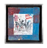 untitled - abstract by Purvis Young, mixed media on cardboard panel, sold Feb 2024