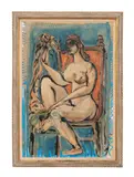 Untitled (Female Nude) - by Steffen Thomas, mixed media on paper mounted on board, sold Feb 2024