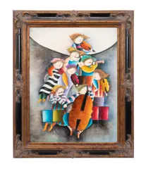 Untitled - Musical Figures by Joyce Roybal, oil on canvas, sold Feb 2024
