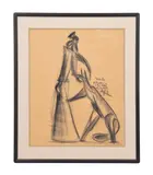 Study for St. Francis and the Wolf of Gubbio by Steffen Thomas, charcoal on paper, sold Feb 2024