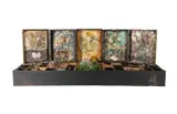 assemblage 'Tears of Sheba, circa by David Boxer, collage standing triptych surmounting a divided wooden box with paper collage, sold Feb 2024