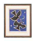 Deux Oiseaux sur Fond Bleu by Georges Braque, 1961, lithograph on arches paper, sold Feb 2024