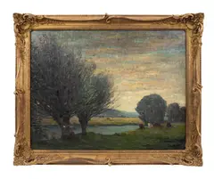 untitled pastoral scene by Edouard Chappel, oil on canvas, sold Jan 2024