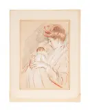 untitled portrait of Madame Helleu and child by Paul César Helleu, circa 1900, crayon, sold Jan 2024