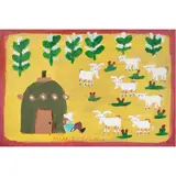 Billy Goats on the Farm by Mamie Deschillie, acrylic on cardboard, sold Nov 2022