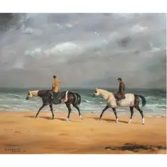 Horses on the Beach by Hubert Watrigant, 1986, oil on canvas, sold Nov 2022