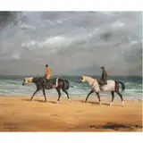 Horses on the Beach by Hubert Watrigant, 1986, oil on canvas, sold Nov 2022