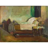 Bedroom by Joaquim Sunyer, oil on card board, sold Nov 2022