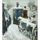Winter Landscape by David Burliuk, 1951, oil on masonite, sold Nov 2022